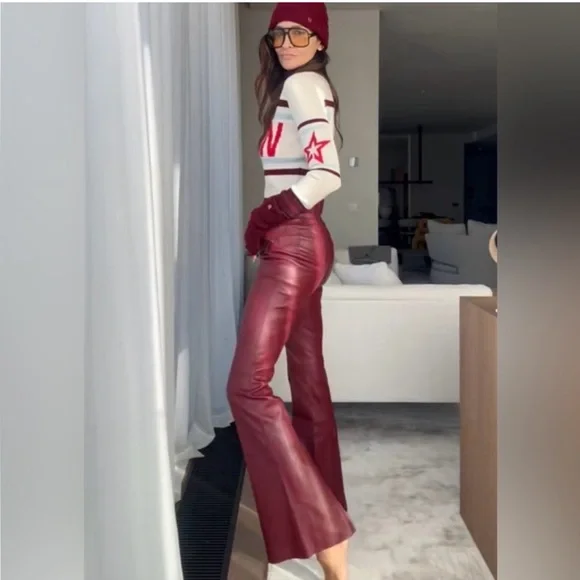 Perfect Moment H&M NWT
Burgundy boot-cut genuine leather pants - Picture 1 of 14